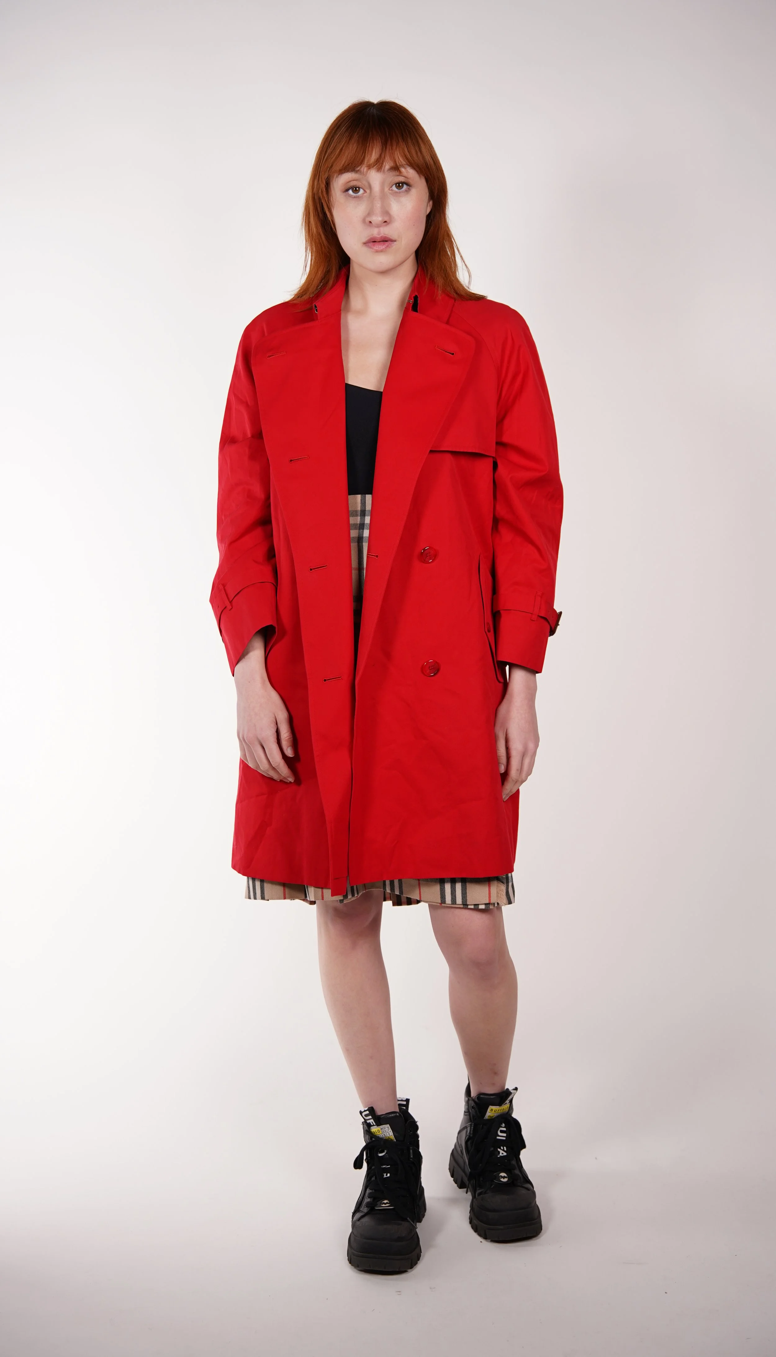 Burberry Red Double Breasted Trench Coat — Check It Vintage